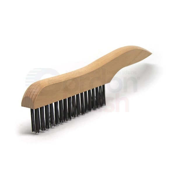 2 x 17 Row 0.013 Carbon Steel Wire and Wood Shoe Handle Scratch Brush, PK12
